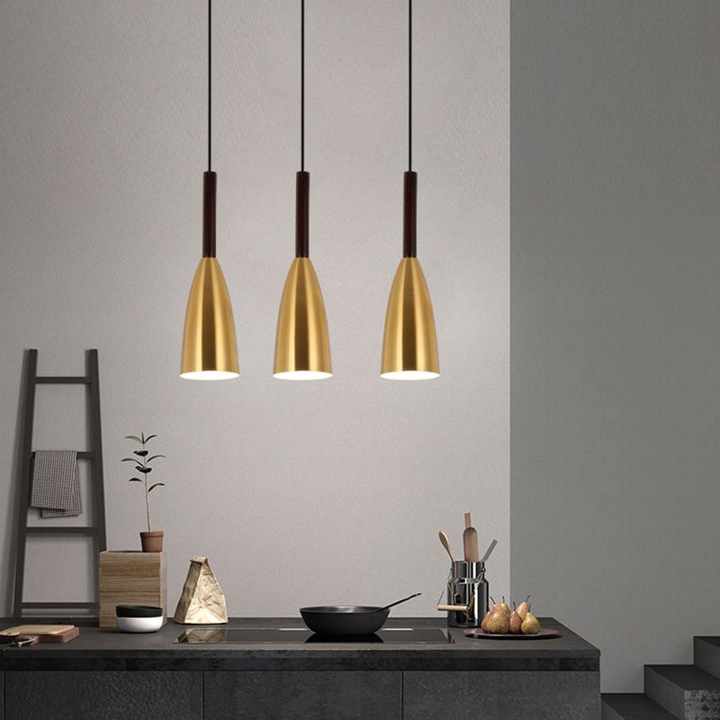 Metal Cord Hung Hanging Pendant Light Minimalist-Style Down Lighting Pendant in Gold