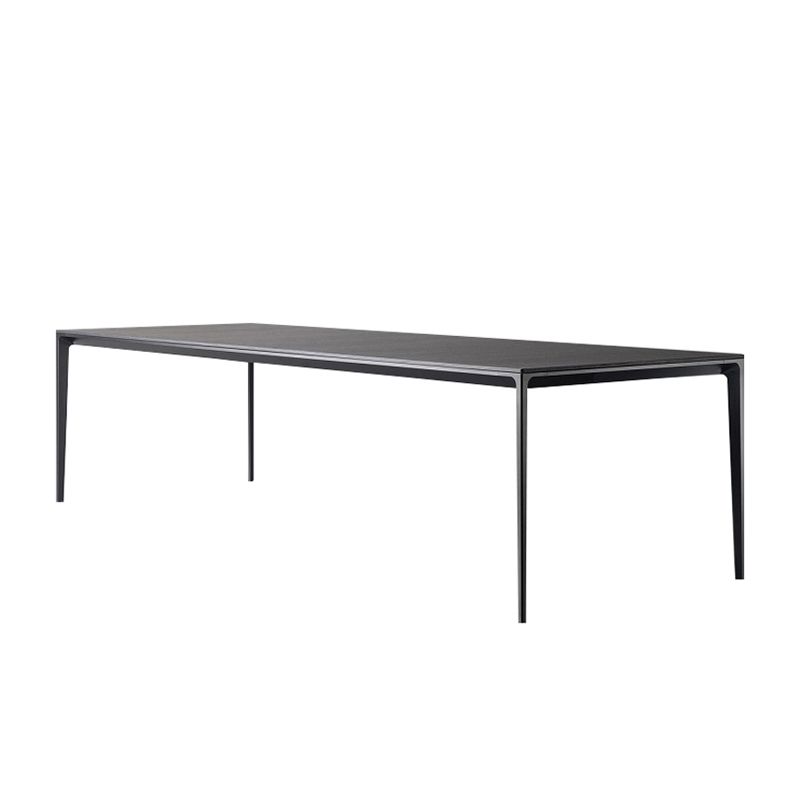 Industrial 4 Legs Dining Table Black Stone and Metal Dining Site Table