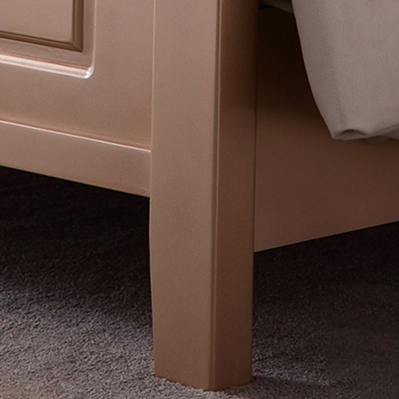 Traditional Solid Color Standard Bed Rubberwood Scooped Bed Frame