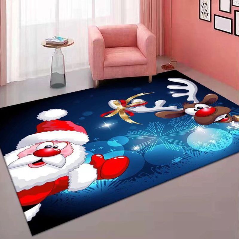 Trendy Christmas Pattern Carpet Polyester Indoor Rug Non-Slip Backing Rug for Living Room