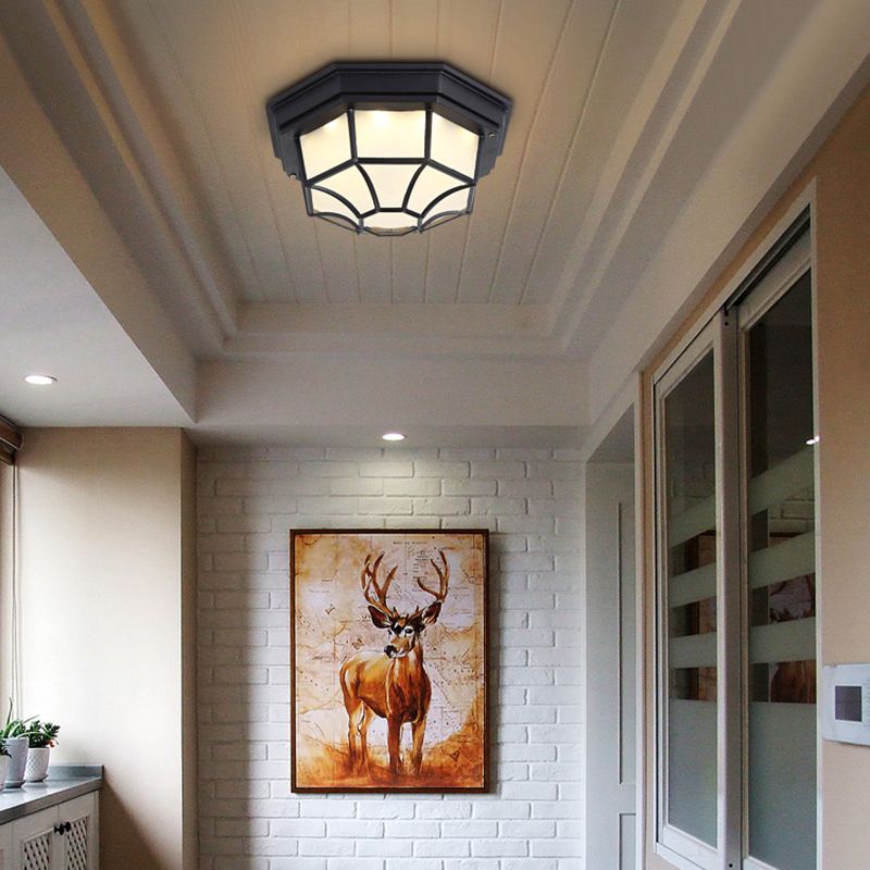 Retro Geometric Flush Mount Lamp Metallic LED Ceiling Light for Outdoor