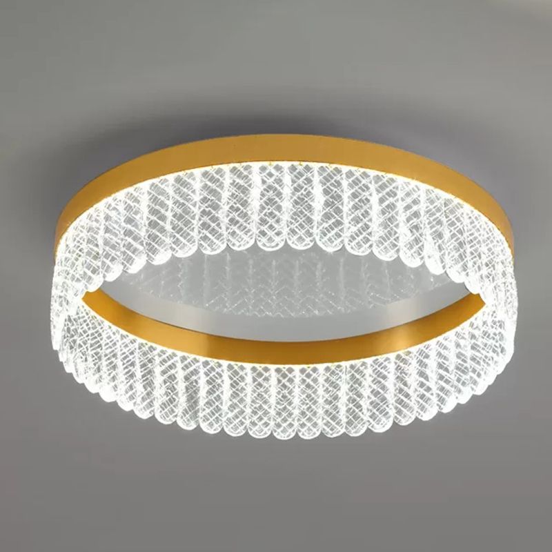Prismatic Crystal Ring Shaped Flush-Mount Light Eenvoud Gold LED Plafond Fixture voor Slaapkamer