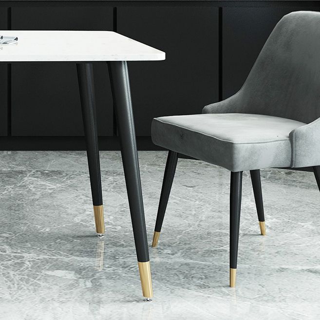 Dining Set Modern with Sintered Stone Rectangle Table and Padded Chairs