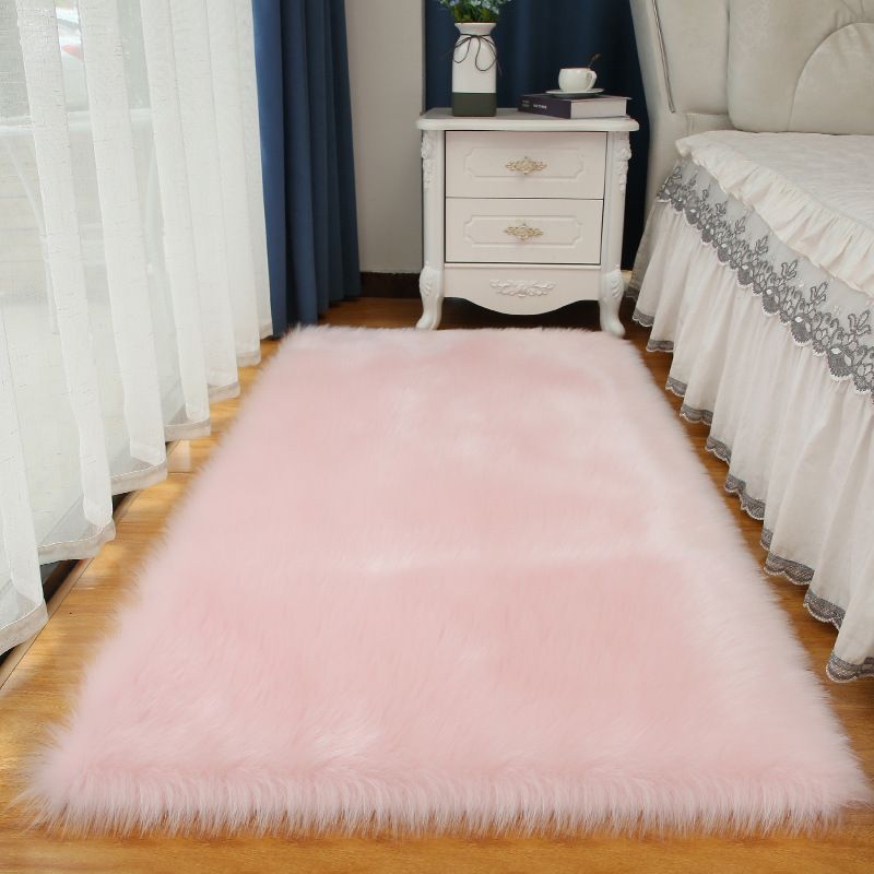 Minimalist Solid Color Rug Modern Area Rug Polyester Stain Resistant Shag Rug for Bedside