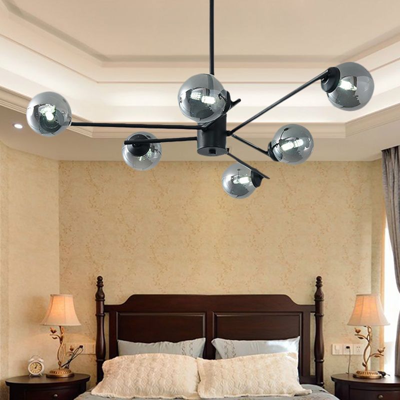 41,5 "Wide Sputnik lampadario Postmodern Silver Glass 6/8/10-Light Affermazione a sospensione Luce in nero