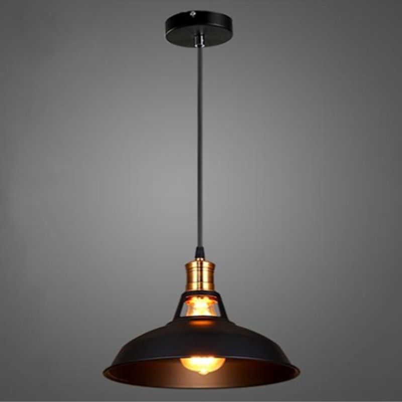 Black Truncated Barn Restaurant Drop Pendant Warehouse-Style Metal 1 Light Hanging Ceiling Light