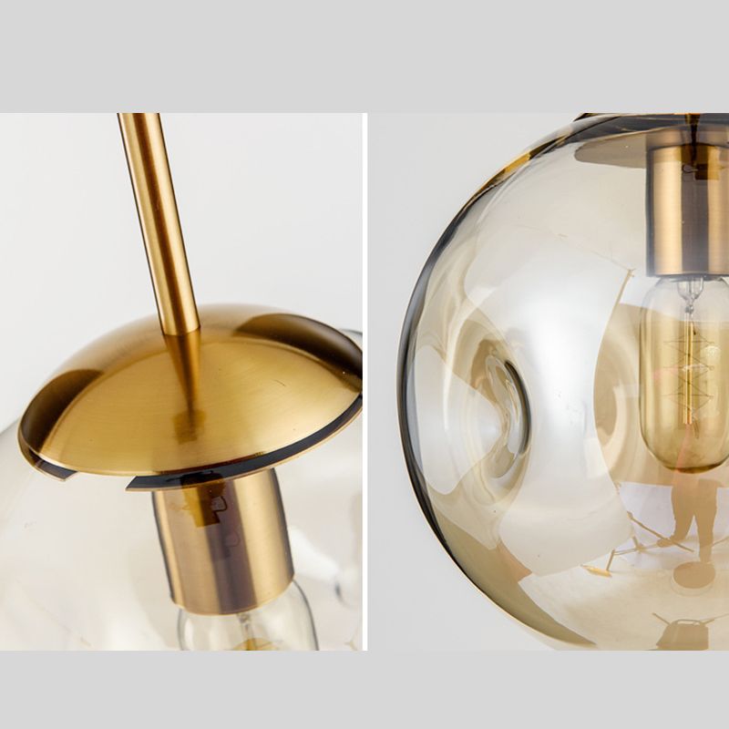 Modern Creative Single Pendant Light Electroplate Metal Globe Hanging Lamp with Glass Shade