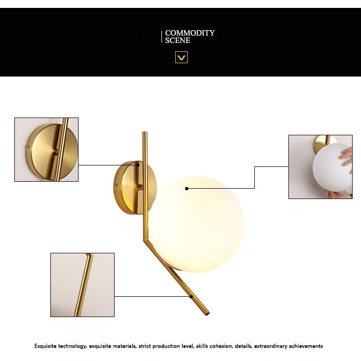 Nordic Postmodern Simple Art Glass Ball 1 Head Milk White Wall Lamp