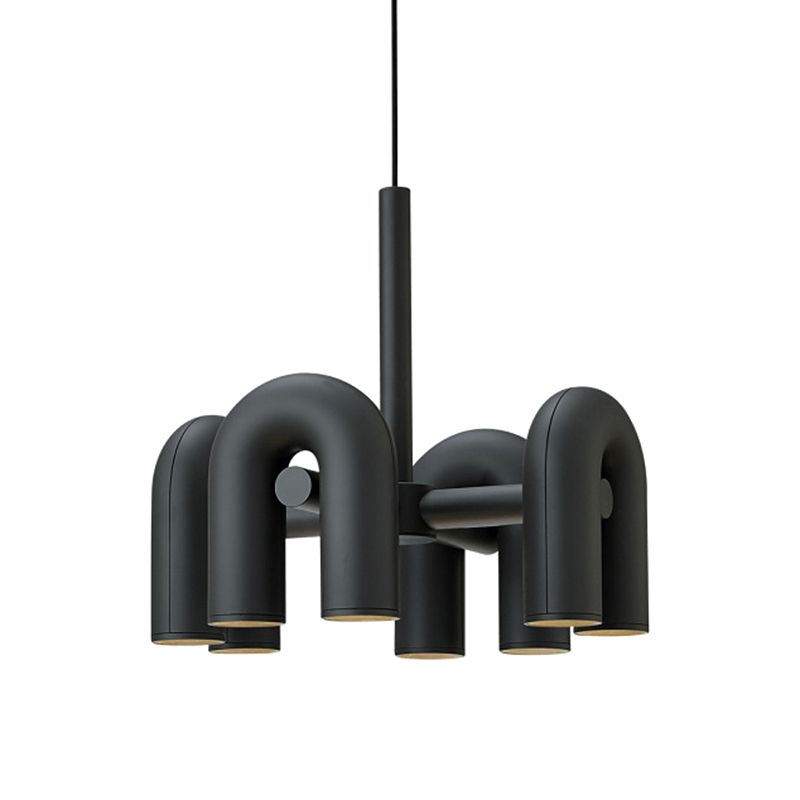 U Shaped LED Chandelier Light Art Deco Metal Living Room Suspended Lighting Fixture