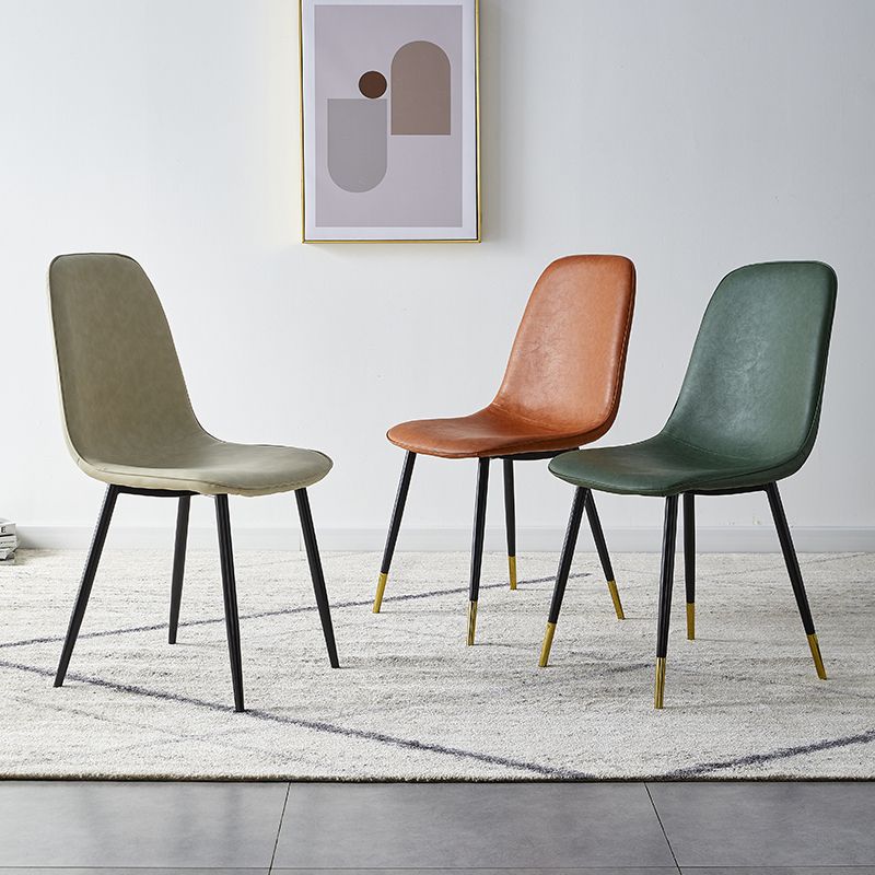 Glam Style Leather Dining Chairs for Kitchen Solid Back Armless Chairs