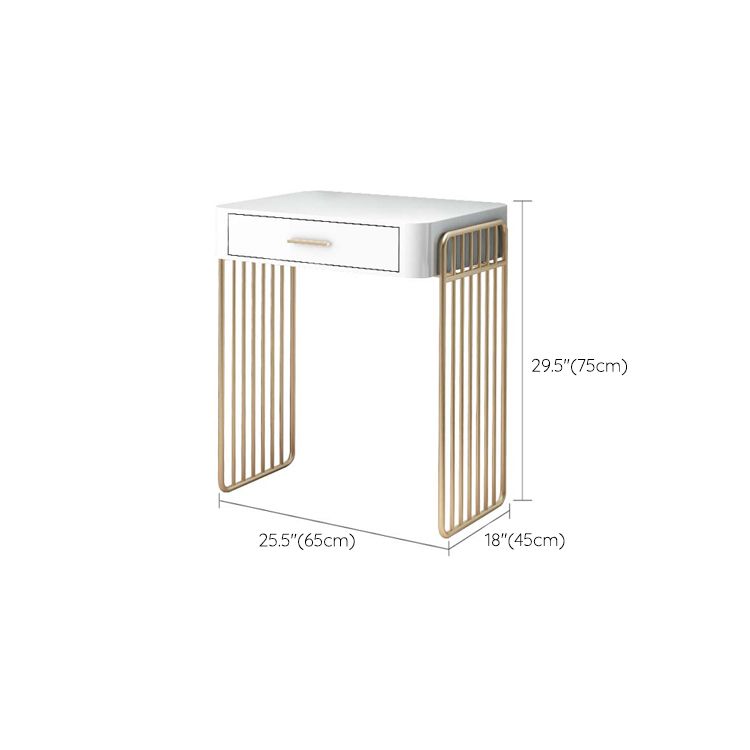 Glam Vanity Desk in White with Drawers Dressing Table with Metal Base