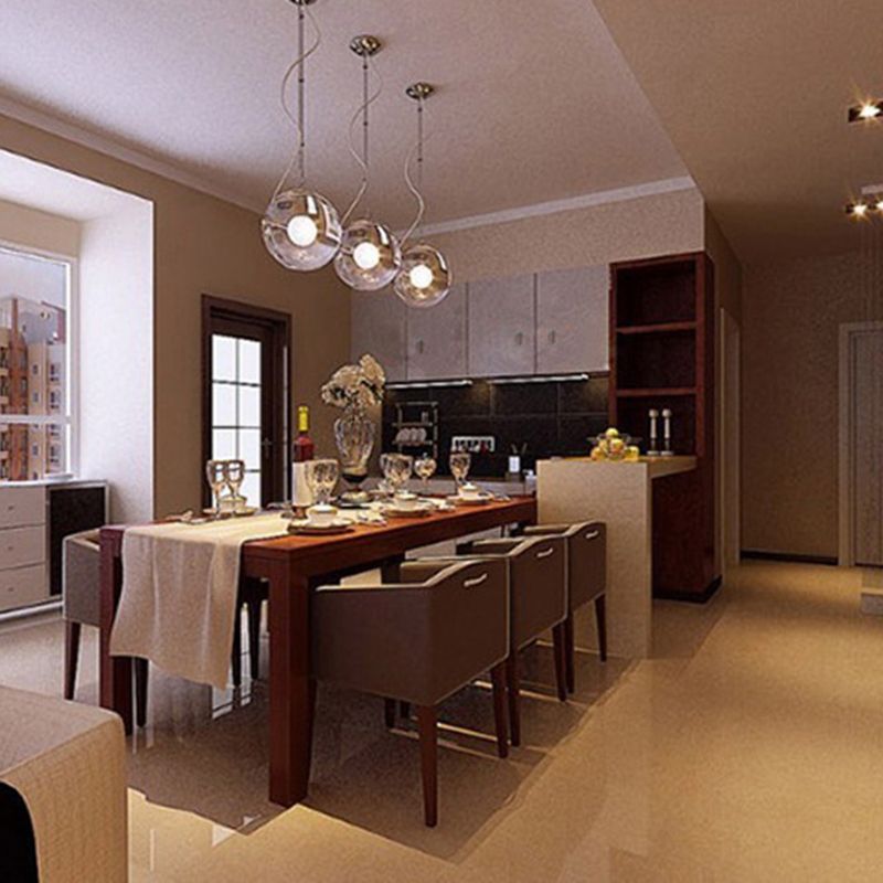 Modern Minimalist Creative Chrome Suspension Pendant Spherical Glass 1 Light Bedroom Hanging Ceiling Light