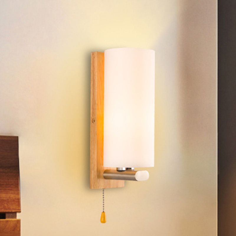 Cylinder Wall Lighting Fixtures Modern Style Wood 1 Light Wall Lighting
