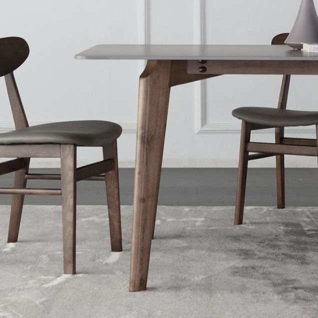 Sintered Stone Top Dining Table Modern Rectangle Table with 4 Ash Wood Legs