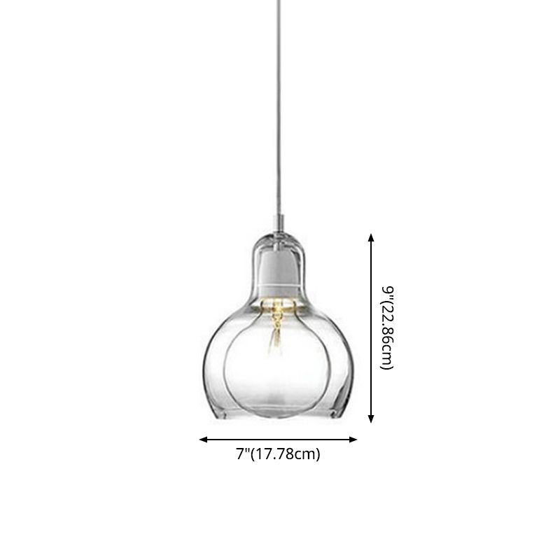 1 Light Pendant Lighting Fixtures Contemporary Gourd Glass Hanging Lights for Lounge