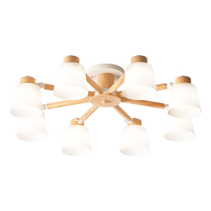 Moderne Einbauleuchten aus Holz, runde Einbaulampe in Braun für das Wohnzimmer