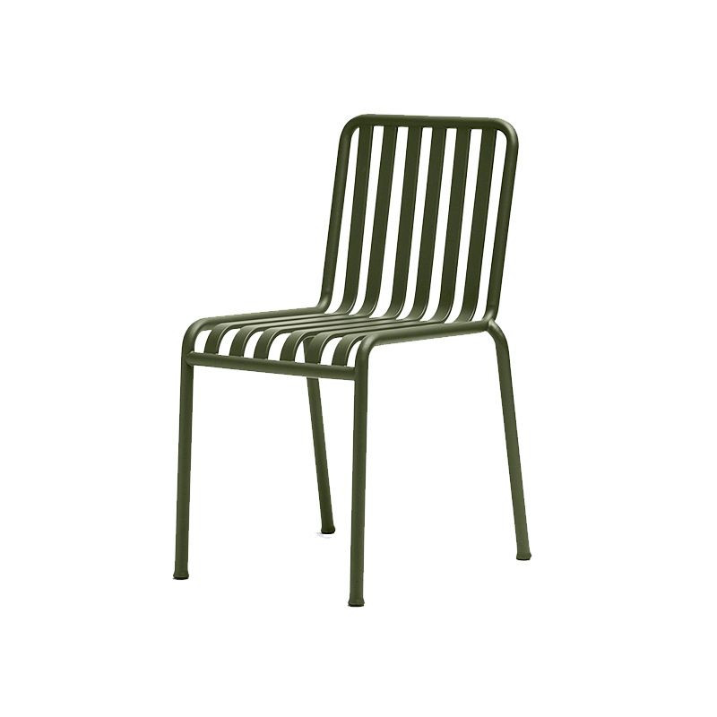 Industrial Metal Outdoor Bistro Chairs Open Back Dining Chairs in Green