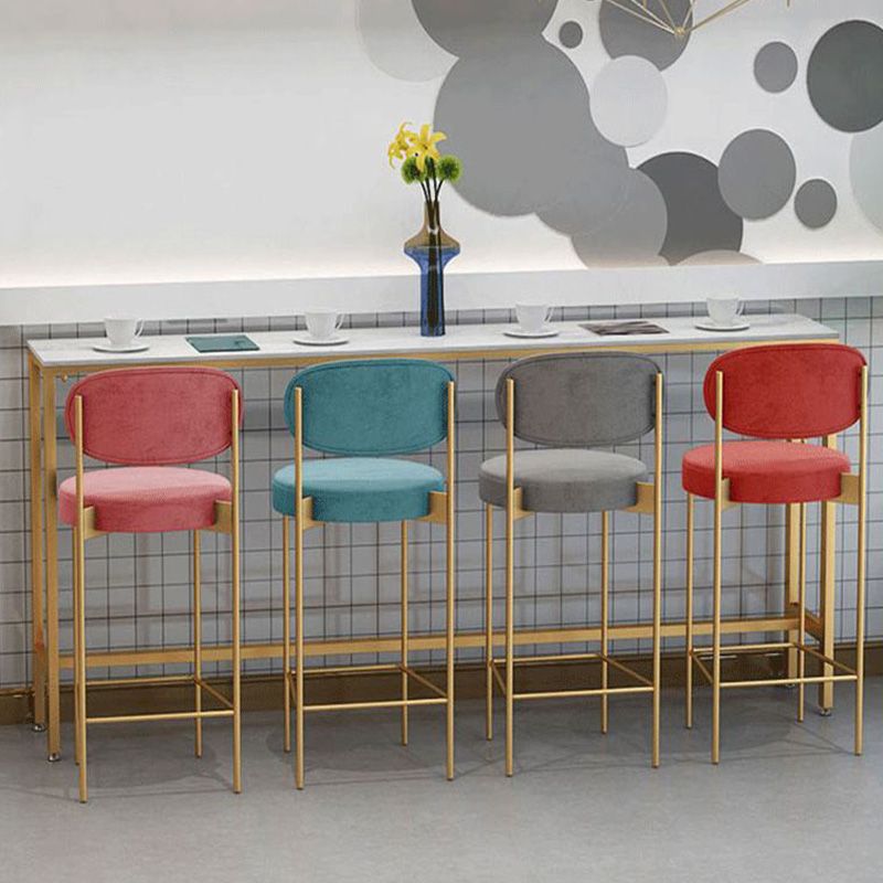 Modern Bar Height Table White Faux Marble Top Bistro Bar Table with Gold Base