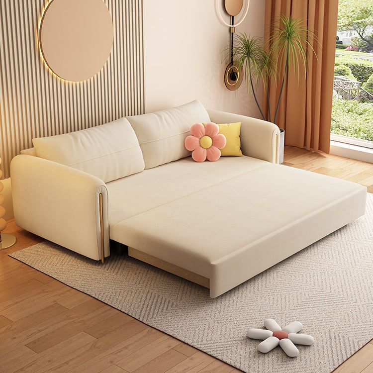 32" Wide Scandinavian Sofa Futon White Foldable Sleeper Sofa