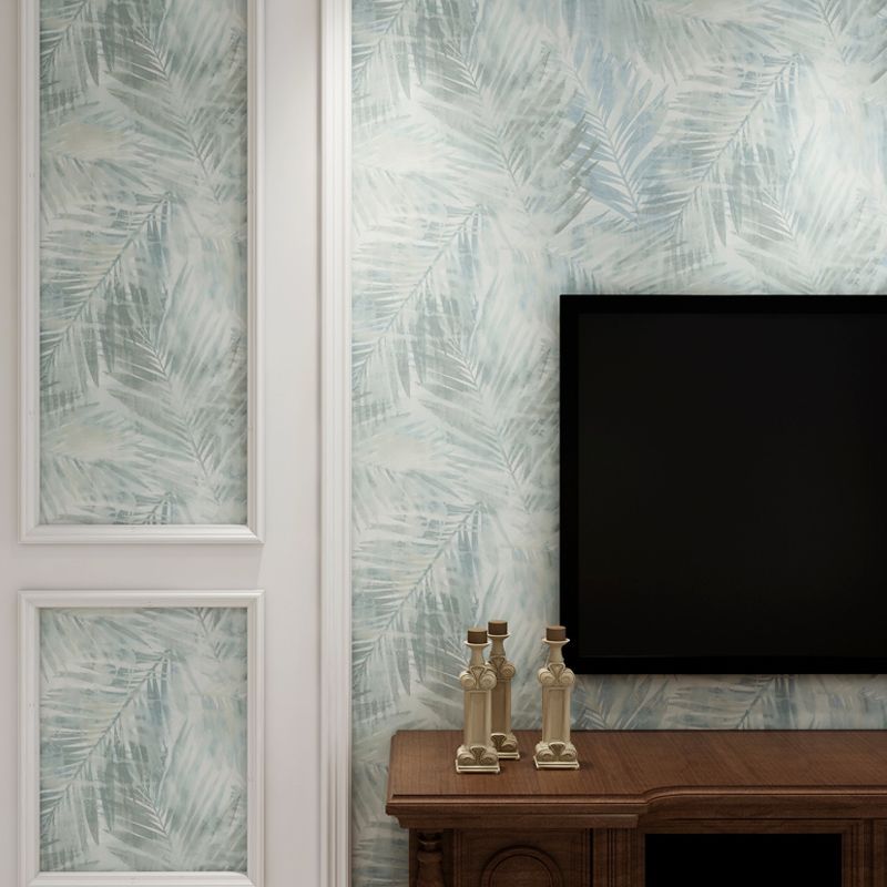 Light-Color Foliage Wallpaper Roll Plants Nordic Moisture Resistant Wall Art for Living Room