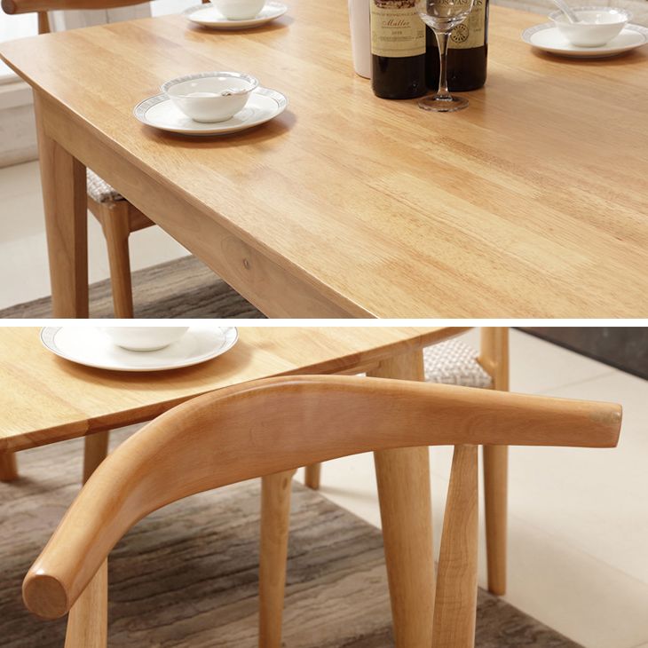 Modern Style Solid Wood Brown Dining Room Set with Rectangle Table Home Dining Table Furniture