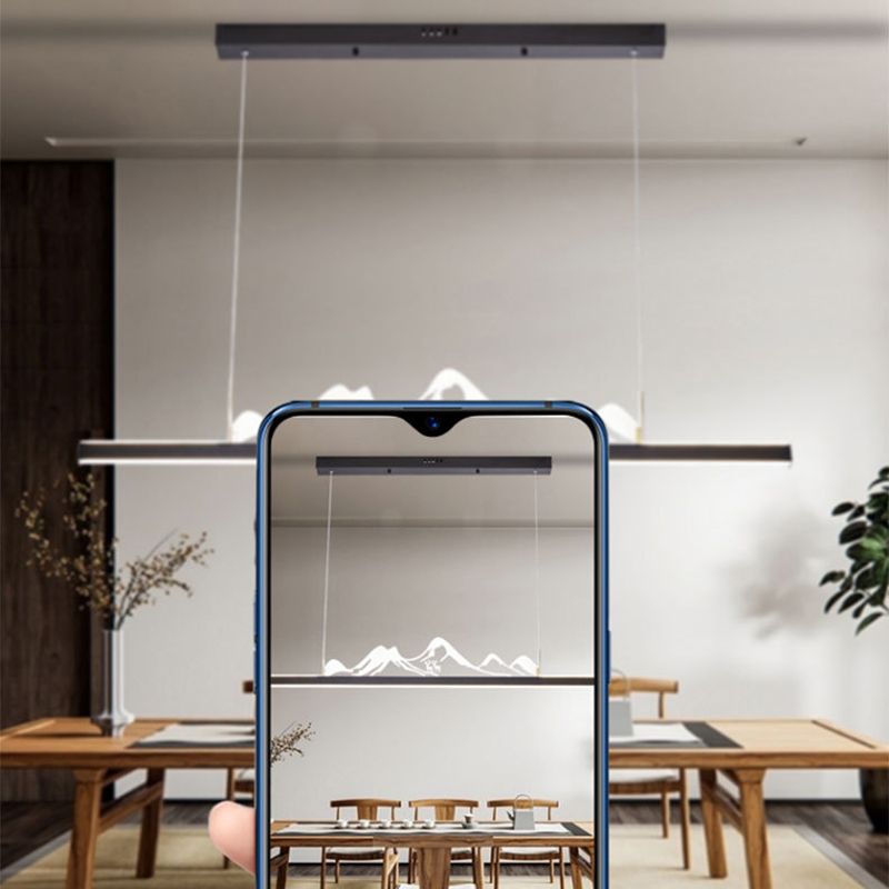 Modern Style Dining Chandelier Lamp Dining Room LED Long Strip Pendant Light Fixture