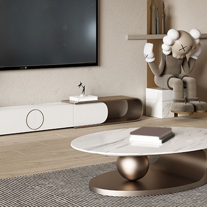 Abstract Stone Coffee Table with Storage Luxurious 1 Single Cocktail Table