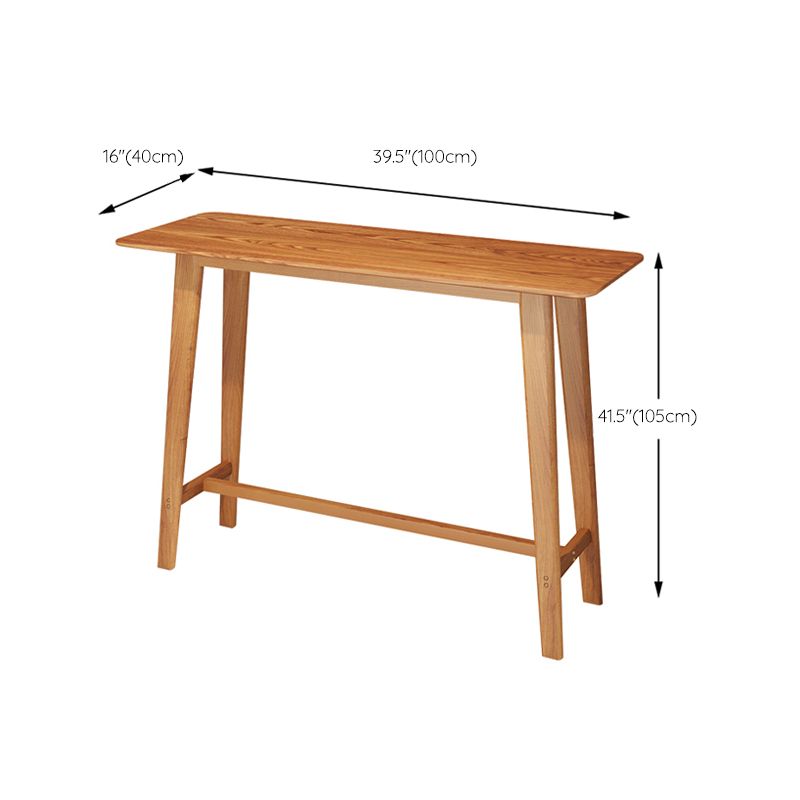 Trestle Base Bar Table Industrial Solid Wood Bar Dining Table with Footrest