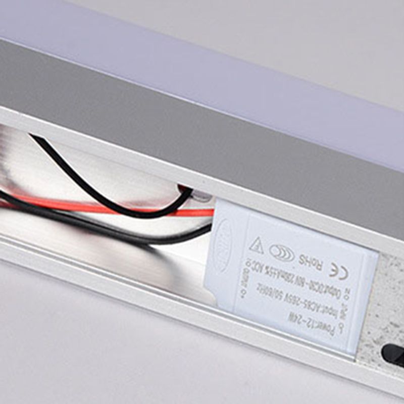 Modern Style Strip Wall Light 1 Light LED Mirror Light in Silver for Toilet