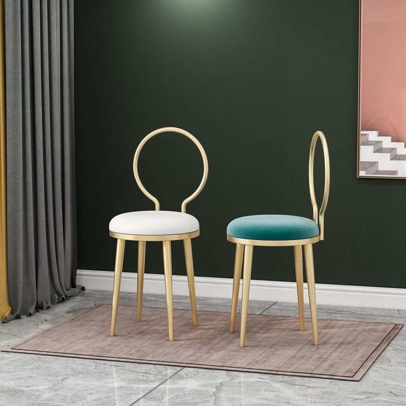 Glam Velvet Dining Chair Open Back Dining Side Furniture with Gold Legs in Matte Finish