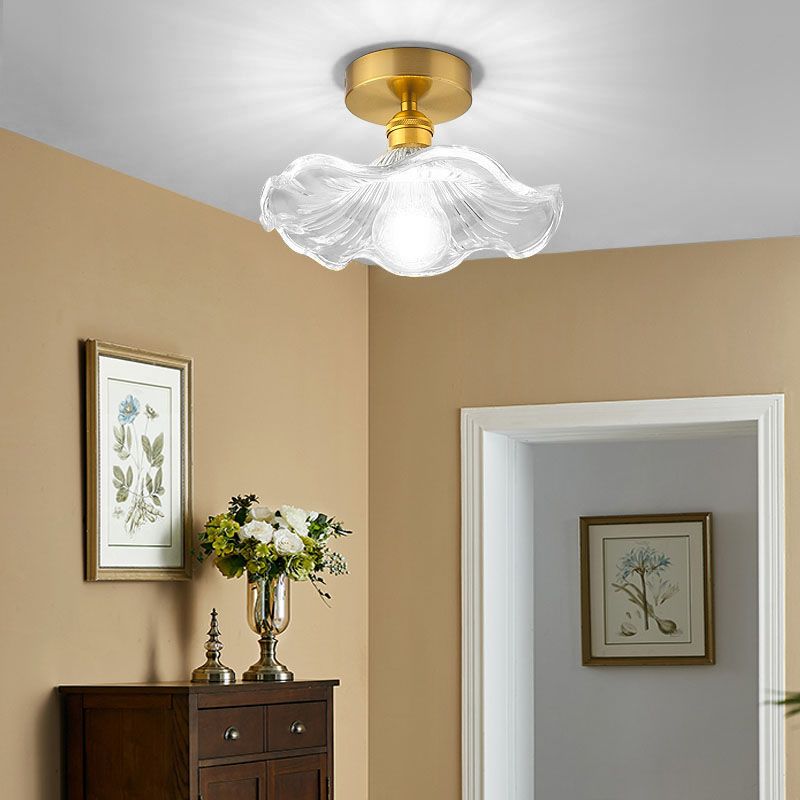 Apparecchiatura a soffitto floreale nordico corridoio in vetro semifulò in oro