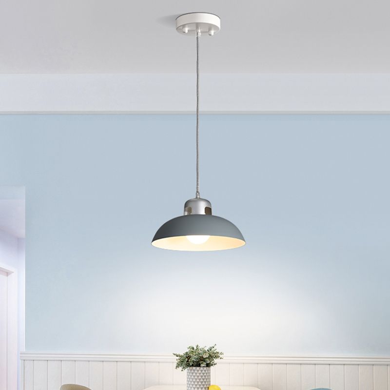 Flared Metal Pendant Light Modernism 1 Head Black/Grey Ceiling Suspension Lamp for Dining Room