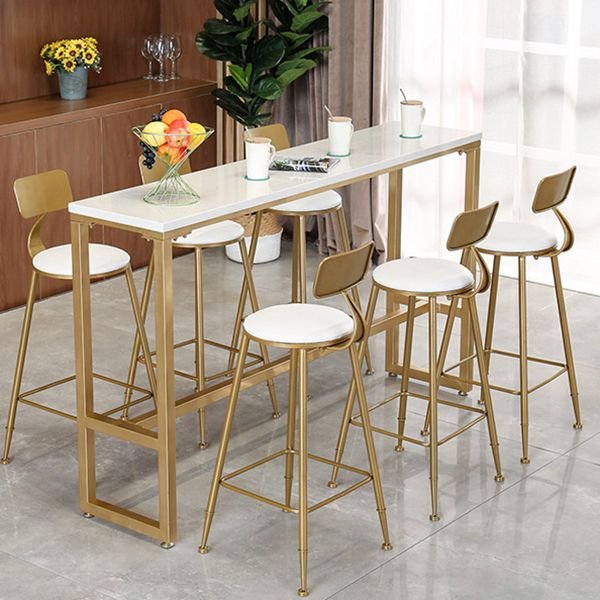 Glam Pub Table Solid Wood Bar Height Rectangle Bar Table for Breakroom