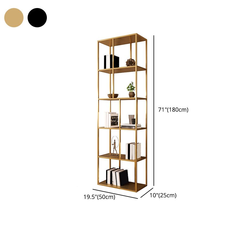 Contemporary Iron Open Etagere Bookshelf Multi Shelf Vertical Bookcase for Study Room