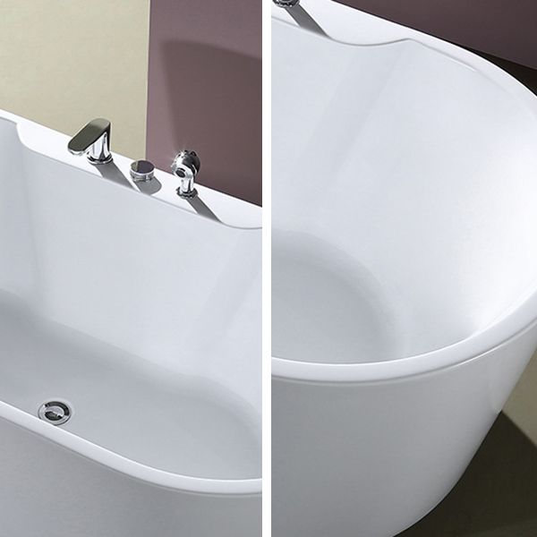 Acrylic Oval Bathtub with Faucet Soaking Freestanding Tub for Bathroom