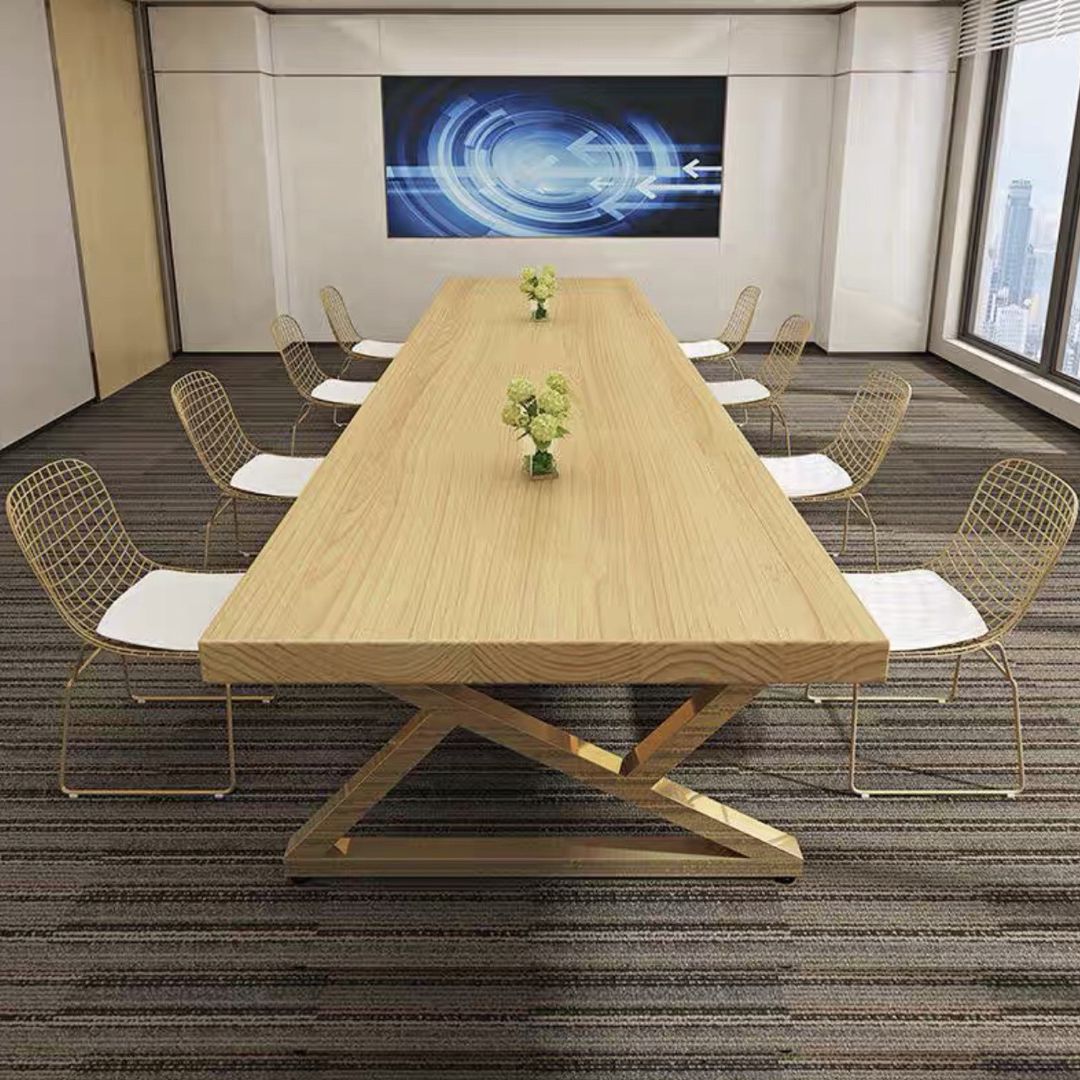 Rectangle Wood Color Dining Table Pine Solid Wood Table Glam for Dining Room