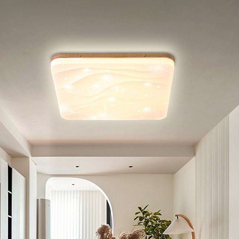 Plafonnier LED en forme de géométrie, style moderne et simple, en bois, 1 lumière, encastré, pour chambre à coucher