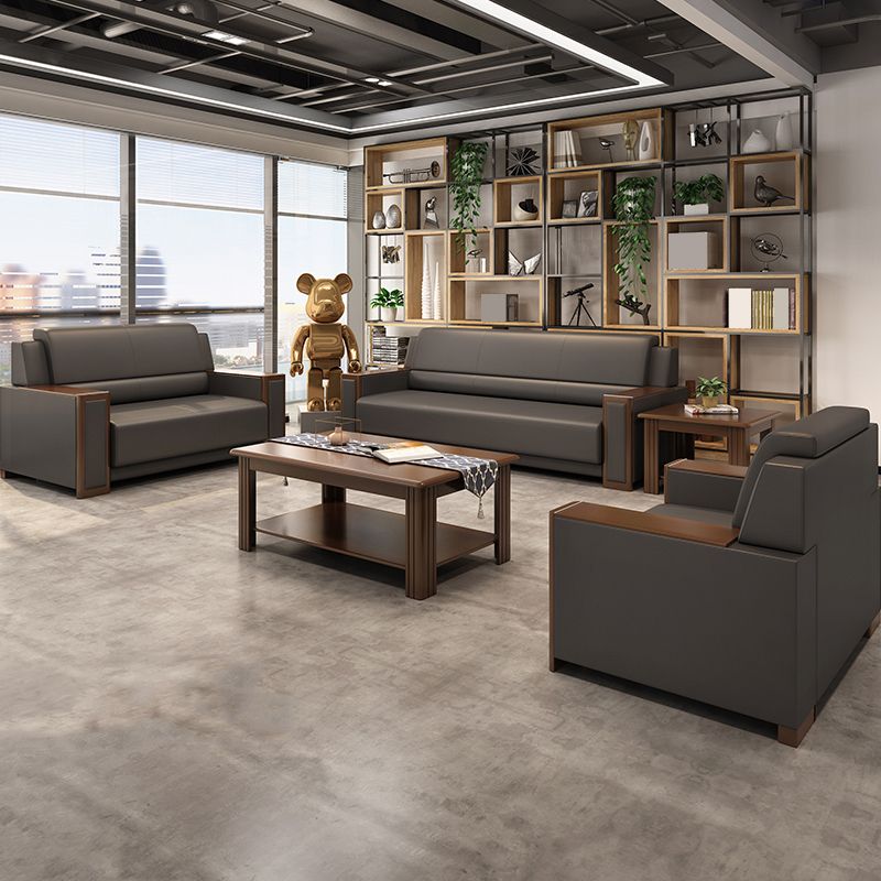 Contemporary Tight Back Single Cushion Seat Sofa 35.43"High Square Arm Sofa, Gray