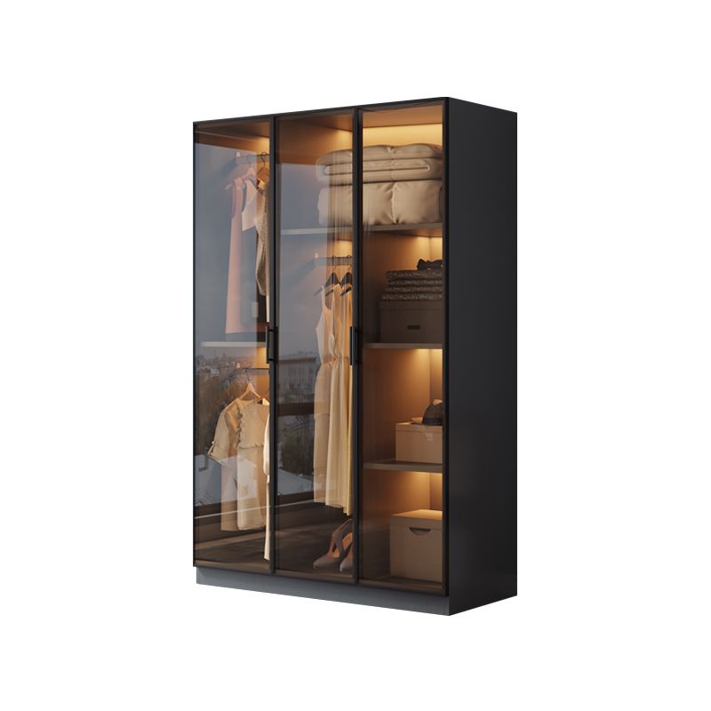 Freestanding Tempered Glass Wardrobe Modern Wardrobe with Garment Rod