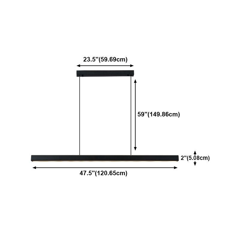 Black Aluminum Island Light Fixtures Modern 1-Light Linear Restaurant LED Hanging Lamps