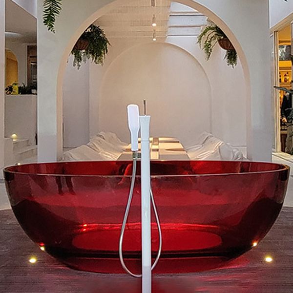 Modern Soaking Freestanding Tub Colorful Oval Bathtub for Home