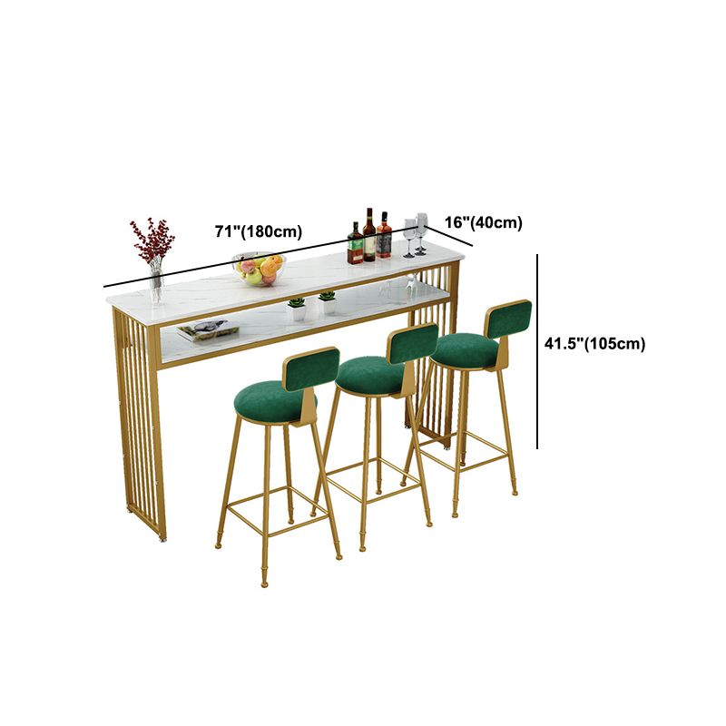 Modern White Artificial Wood Counter Table Rectangle Bar Table with Golden Legs