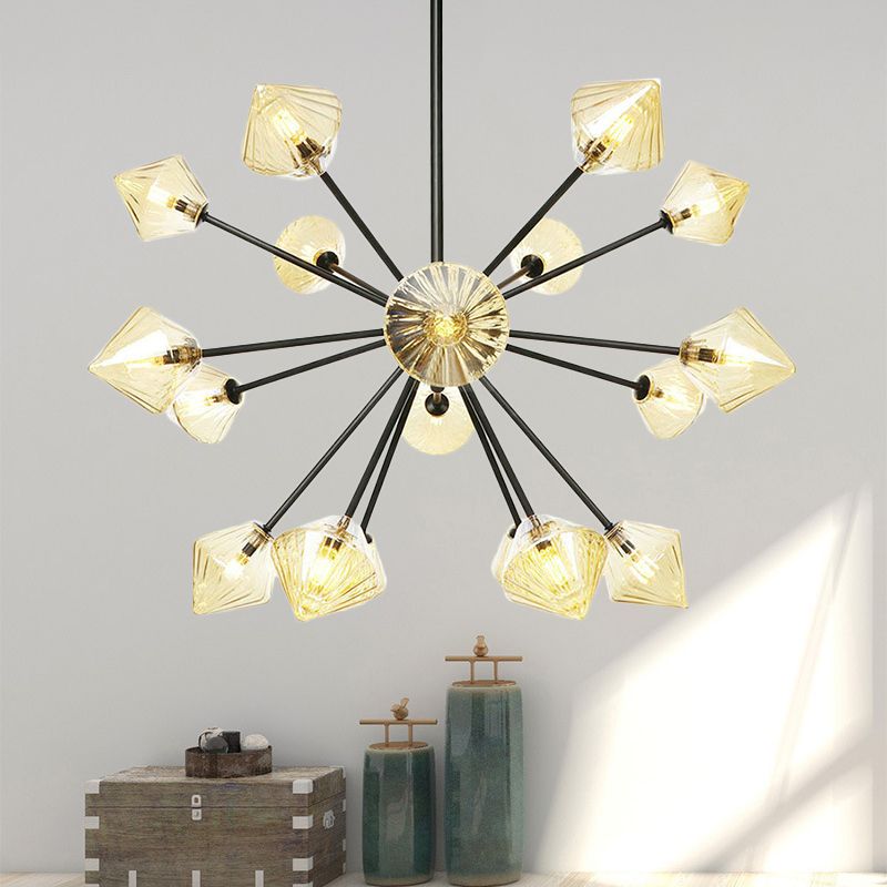 CONTEROY CONEROS CONERO SEMI FLUSH AMBER Glass 18 Bulbos Bulbos Sala de estar Cosco montado en el techo