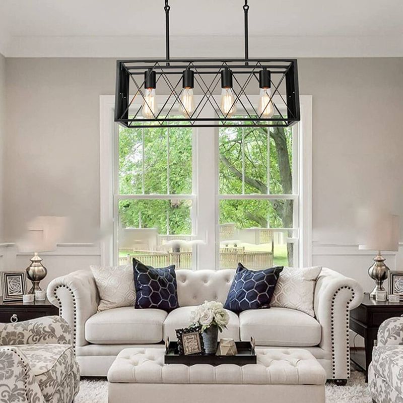 Industrial Pendant Light Rectangle Shape Island Light with Metal Shade for Dining Room