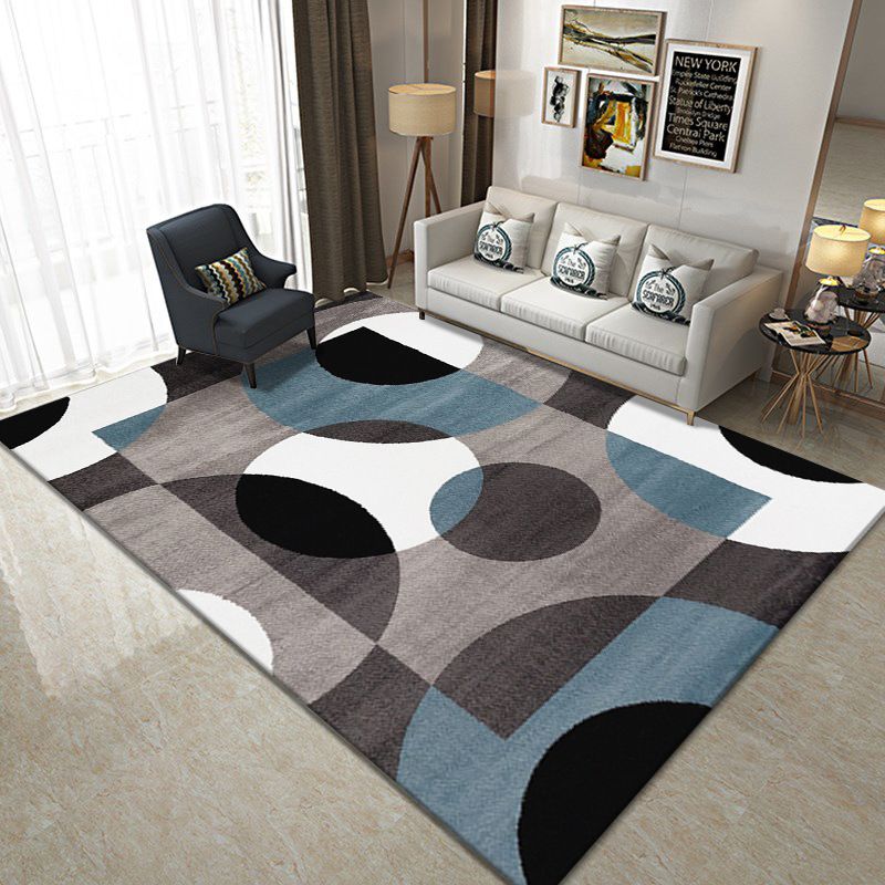 Geometric Carpet Trendy Polyester Indoor Rug Non-Slip Backing Area Rug for Living Room