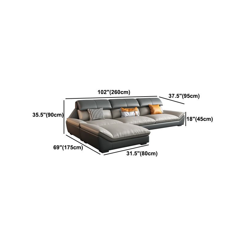 Contemporary Light-grey Sofa/Sentional with Pillow Top Arm 35.43"
