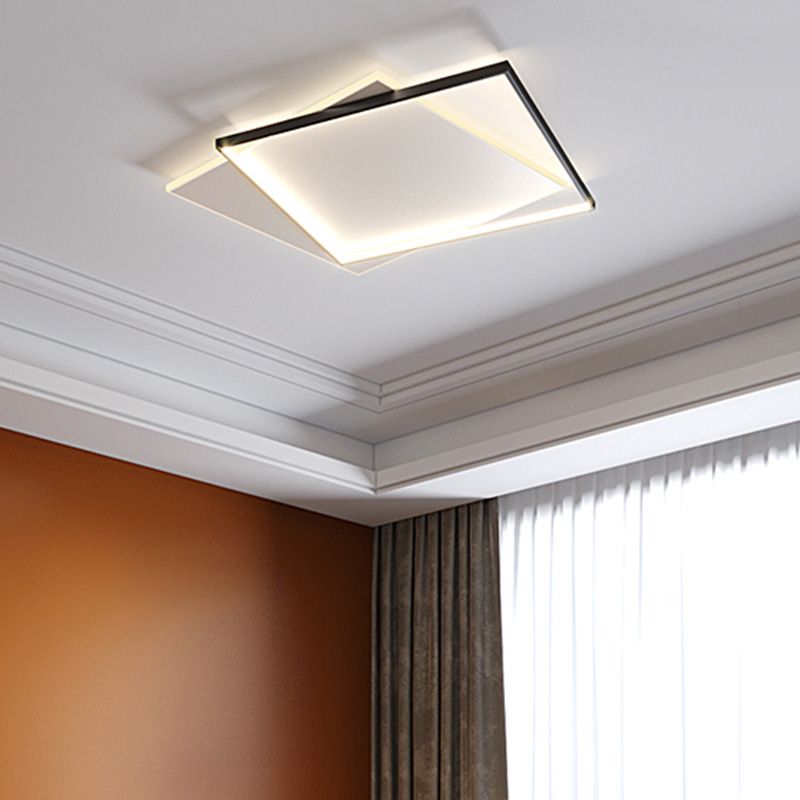 Simplicity LED Ceiling Lamp Double Squares Geometric Shape Flush Mount Lighting Fixture with Acrylic Shade