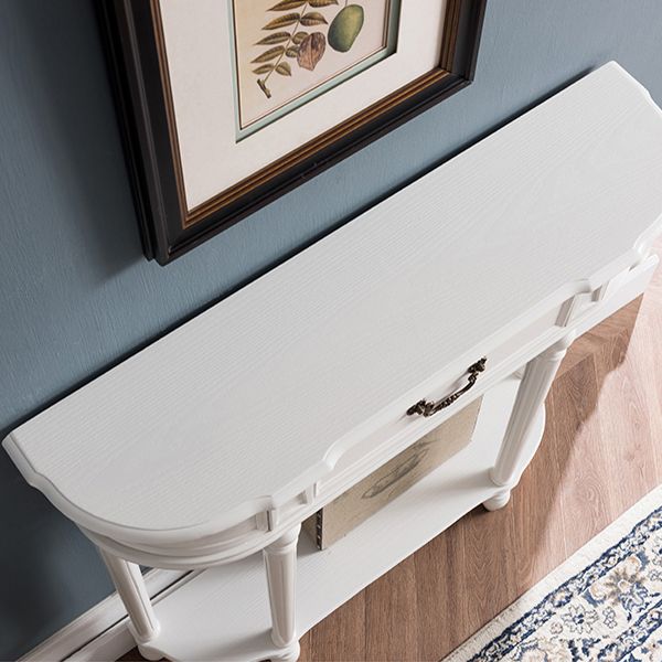 35.43" Tall 1-drawer Console Table Solid Wood Accent Table with Shelf