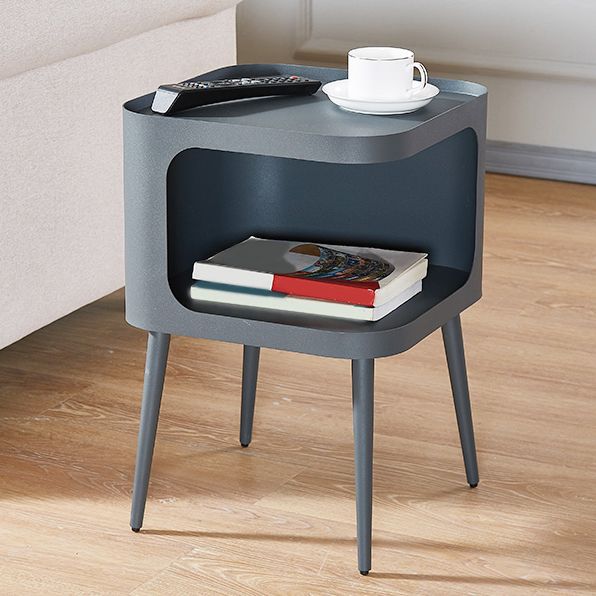 Mid-Century Square Tray Top Side Table 19.6" Tall Iron 4 Legs End Table with Storage