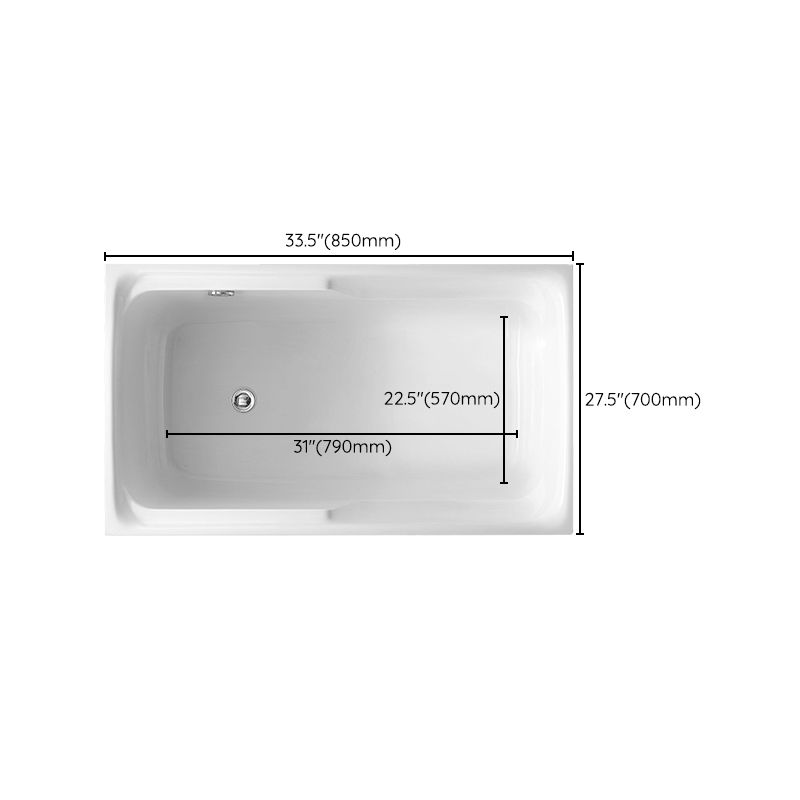 Back to Wall Small Tub Modern Soaking Rectangular Bathroom Bathtub
